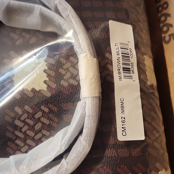 New! City Tote with Brushed Plaid Print in Gold/Brown Multi - Picture 5 of 5